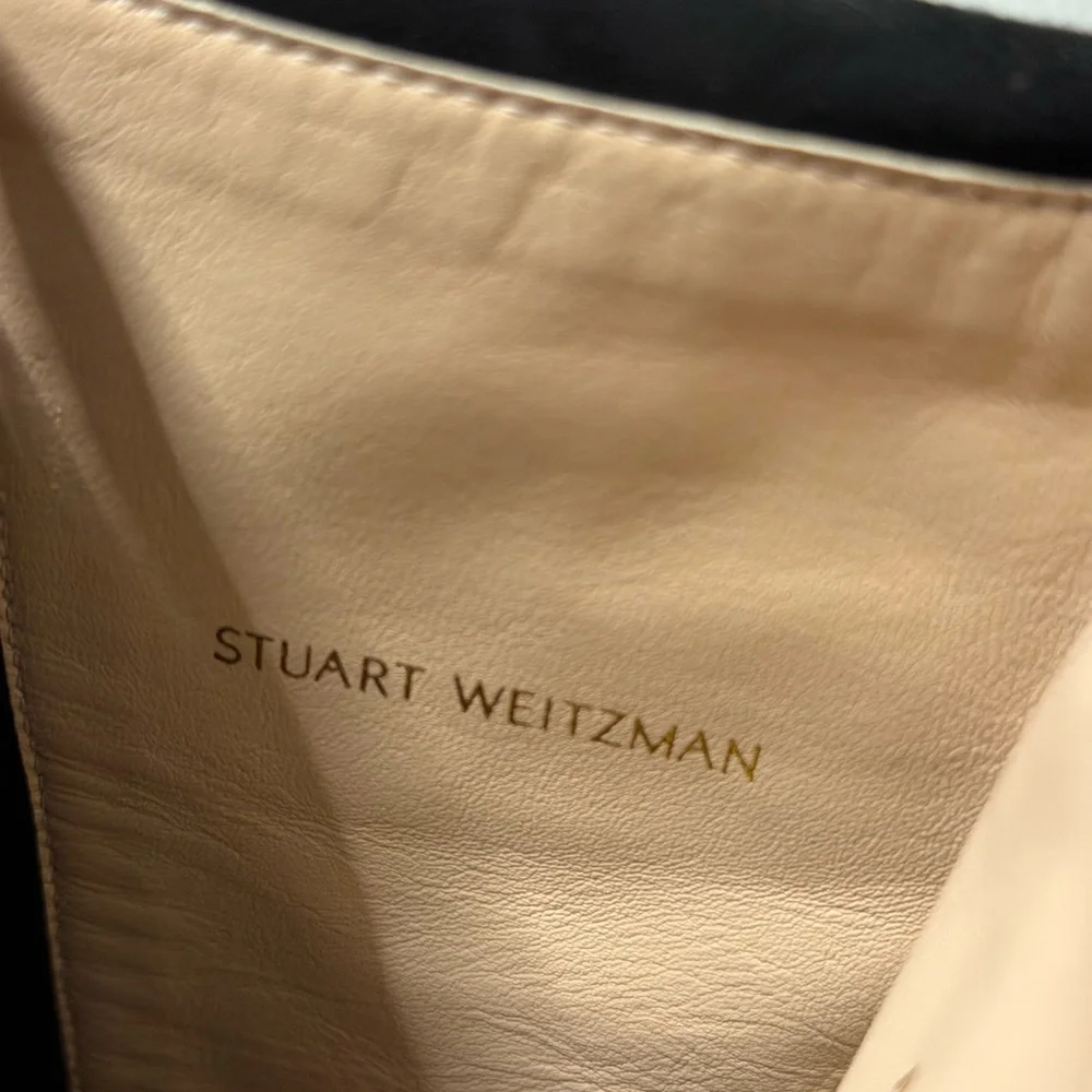 Stuart Weitzman Eloise 95 Suede Knee High Heeled Boots Black